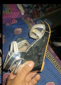 Sparkly Silver Wedge Sandals