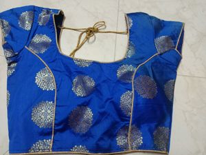 Blue Silk Stiched Blouse Padded Size: 30&#34;/32&#34;/34
