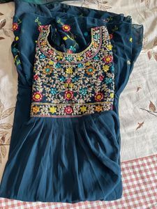 Embroidered Blue Ethnic Gown