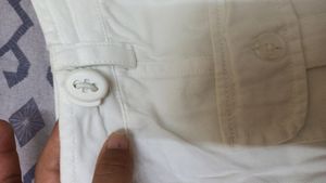 Low Waist White Cotton Cargo