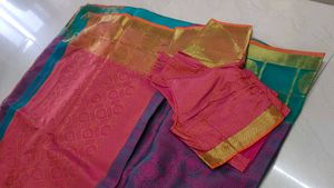 Elegant Pink &amp; grey Saree