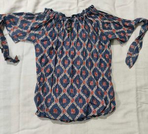 Patterned Blue Top
