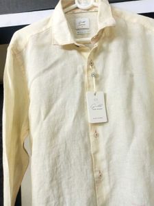 NEW RARE RABBIT lemon yellow Linen Shirt
