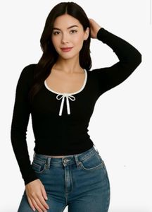 Cute Black Long Sleeve Top