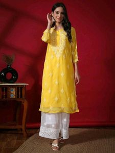 Yellow Embroidered Kurta Set
