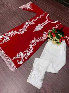 Maroon Embroidered Pakistani Suit