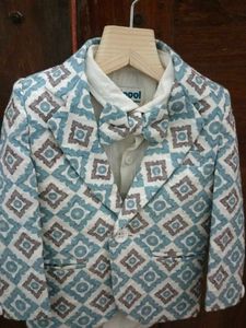 Boys Blue Patterned Suit Set