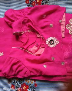 Gorgeous Pink Embroidered Saree with Blouse