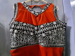 Orange Embroidered Kurta Set