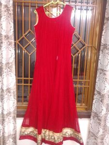 Red &amp; Gold Anarkali Kurta Set