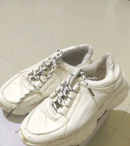 White Chunky Platform Sneakers