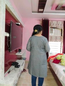 Checkered Tunic Dress With Free Gift