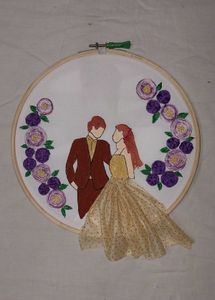 Embroidered Couple Hoop Art