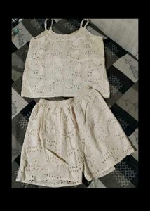 Offer!!! White Eyelet Top & Shorts Set