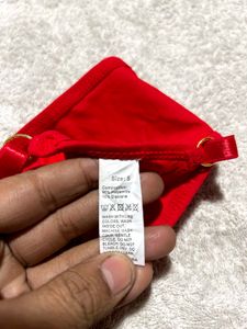 Red Adjustable Thong Panty | Size S