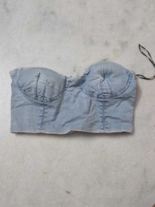 Denim Bustier Crop Top