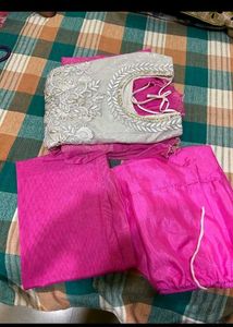 Pink Net Kurta Suit Set