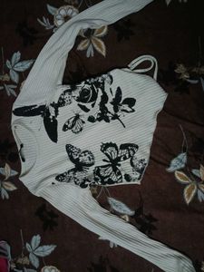 Butterfly Print Long Sleeve Top