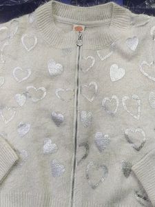 Woolen Ribbed Cardign With Silver Zipper+Freebies