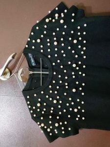 Zara Black Pearl Embellished Dress