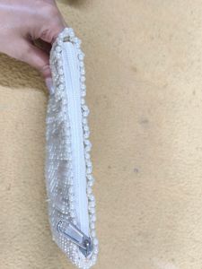 White Moti Beads Purse