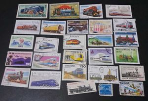 27 STAMPS: Featuring TRAINS
