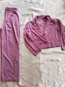 Lilac Cropped Blazer &amp; Wide-Leg Pant Set