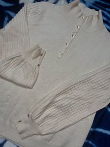 Beige Knit Pullover Sweater