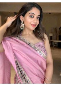 Pink Mirror Work Saree