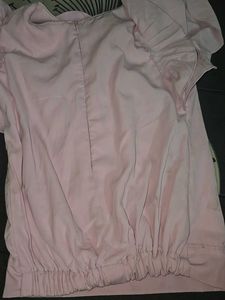 Pink Frill Sleeve Top And Blue Bottom