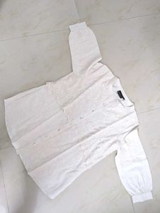 Off White Floral Embroidered Top