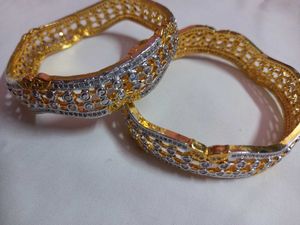 Gold Plated Bangles Wth Stones
