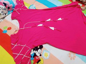 Pink Frock Knee Length Kurta