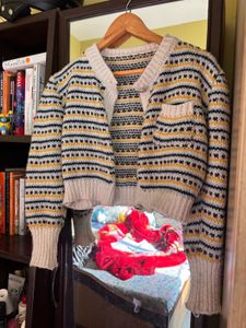 Vintage Patterned Knit Cardigan