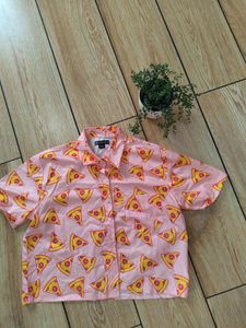 Pizza Print Short Sleeve Shirt
