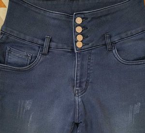 Navy Blue Ankle Length Jeans