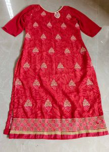 Red Embroidered Kurta