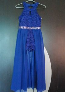 Navy Blue Lace Romper Dress