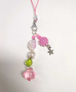 Pink Flower Crystal Phone Charm