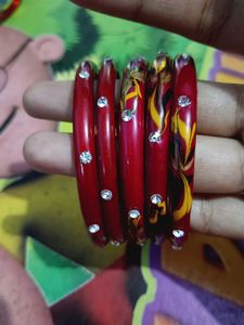 Red &amp; Gold Bangles - Set of 10
