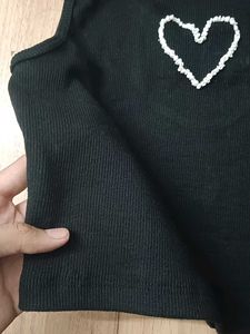 Tank Top :Heart Embroidered