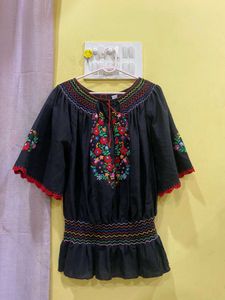 Embroidered Black Top Bust 34-38