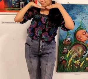 Floral Print mesh top 💐🖤