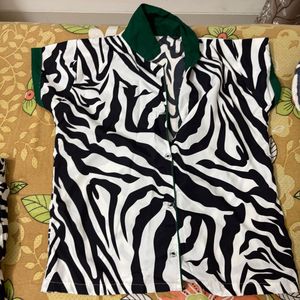 Zebra Print Colorblocked Shorts Nightsuit