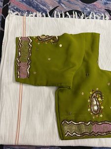 Olive sequinned blouse