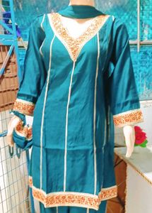 Teal Embellished dhoti Kurta Set