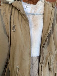 Tan Fur Trimmed Winter Parka Jacket