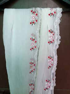 White Embroidered Sharara Suit