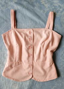 Pink Button-Front Tank
