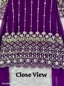 Partywear Attached Duppatta Suit